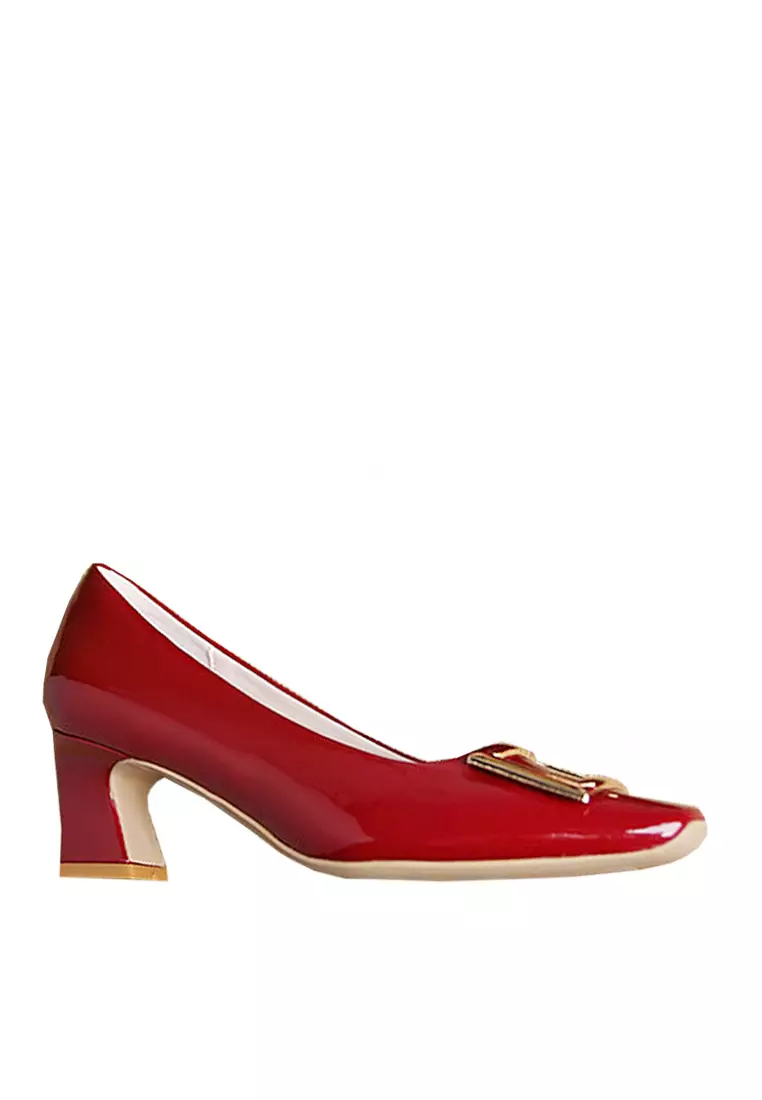Discount on Twenty Eight Shoes  shoes - SKU: VANSA Shinny Patent Buckle Mid Heel Pumps VSW-H610-1