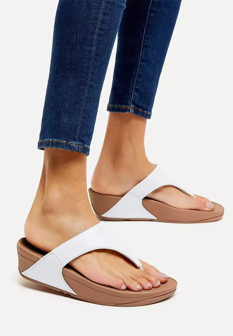 LULU Women's Leather Toepost Sandals - White (I88-024)