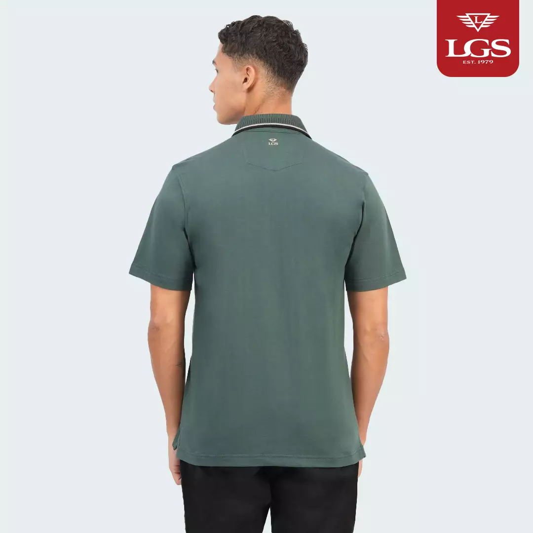 LGS - Polo Shirt Pria - Pocket - Regular Fit - Hijau - Aksen Garis - Katun - CWS.225.S3605.01.C