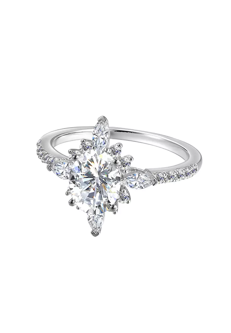 Berlian Moissanite Lustre Ring [GRA CERTIFICATE MOISSANITE DIAMOND] - Cincin Moissanite Diamond 1.5 CT 925 Silver Celesta by Her Jewellery