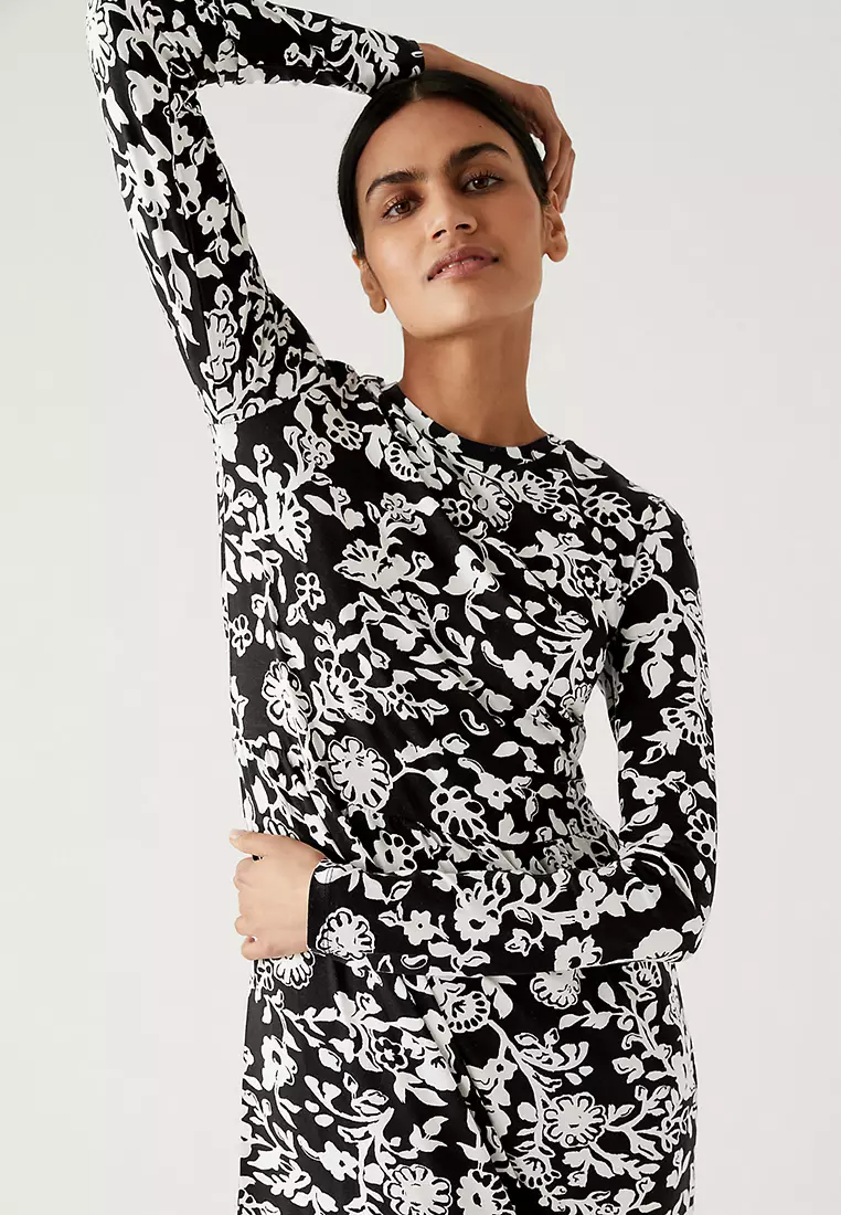 Jersey Floral Maxi Tiered Dress