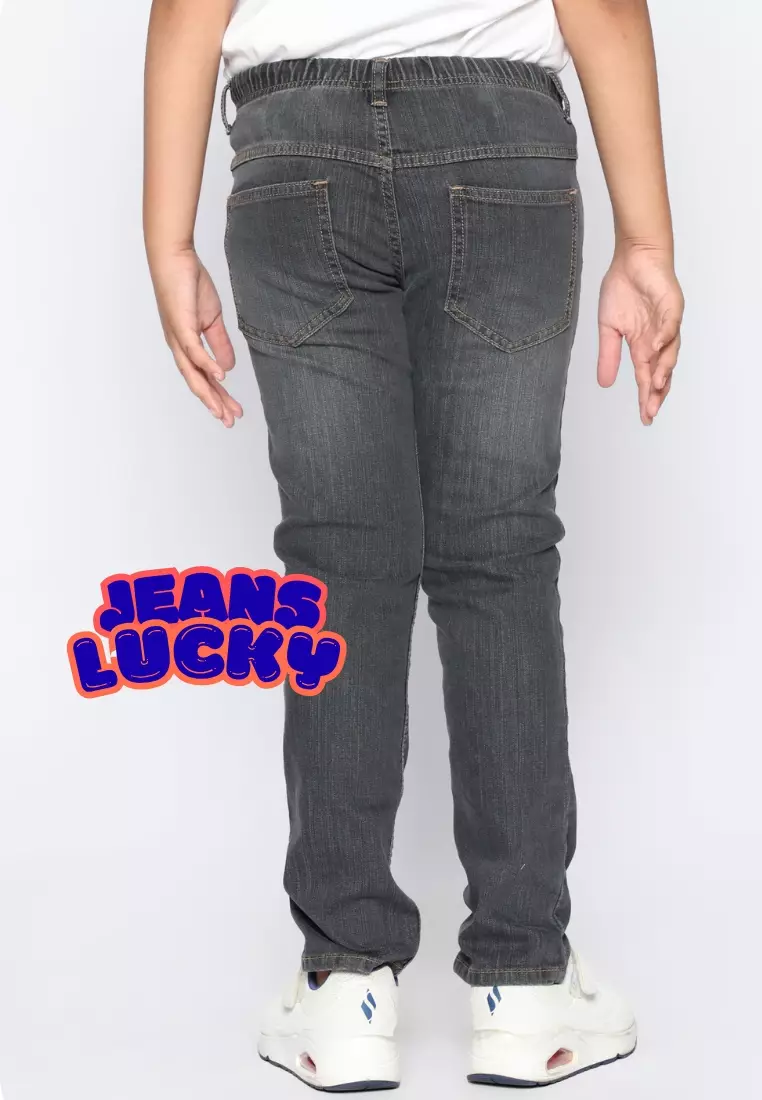 Celana Panjang Anak Laki & Perempuan Jeans Lucky Abu