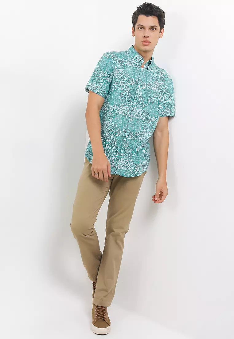 Easy Iron Cotton Linen Blend Print Shirt