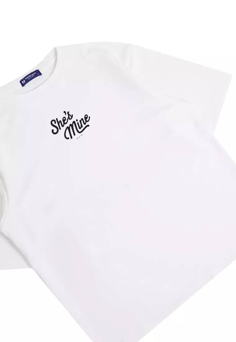 MTU16 kaos couple pasangan oversize bahan tebal scubalux "she's mine" putih