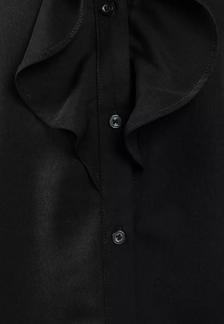 Long Sleeve V-Neck Frill Top