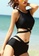 Sunnydaysweety black Sexy Gathered High Waist Split Swimsuit A21071411BK 41C87US09F02EFGS_4