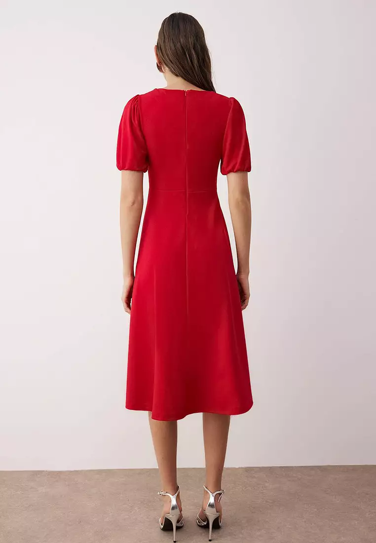 A-Line Bow Knitted Elegant Evening Graduation Dress