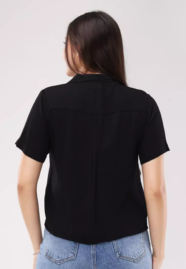 Single Twill Woven Short Sleeves Blouse