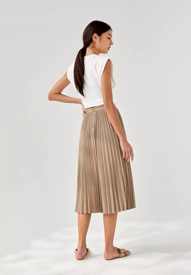Elinie Pleated Midi Skirt