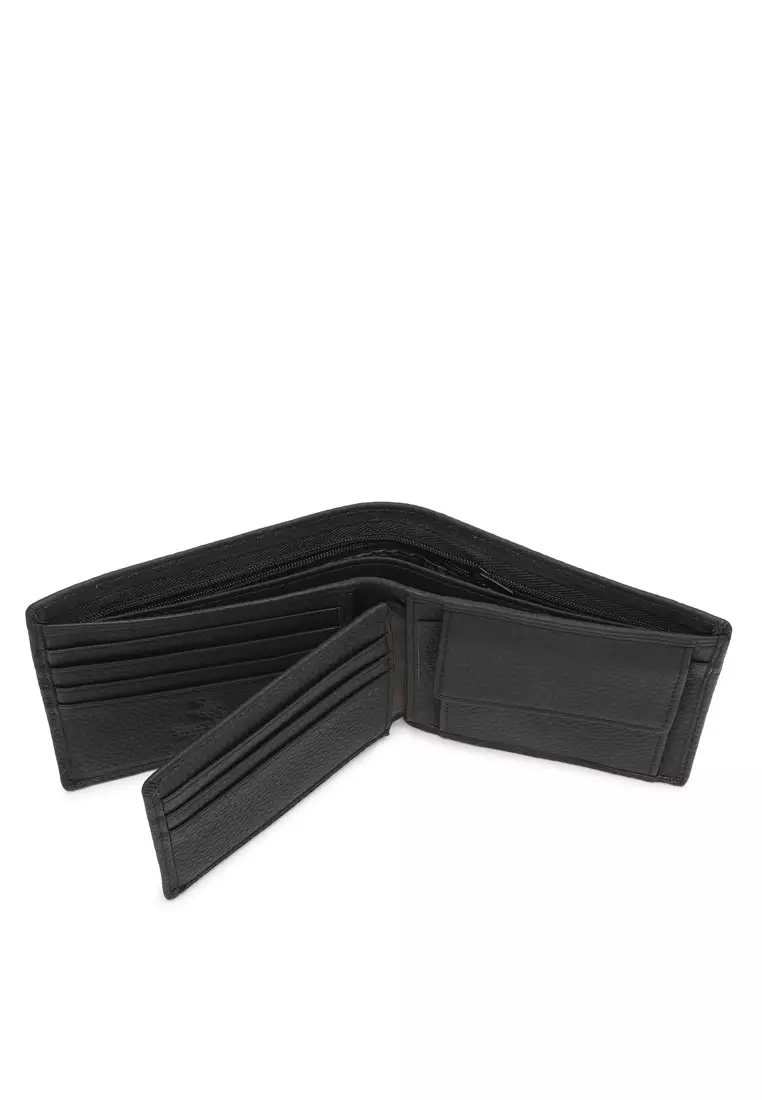 Men's Genuine Leather RFID Blocking Bi Fold Wallet - Black