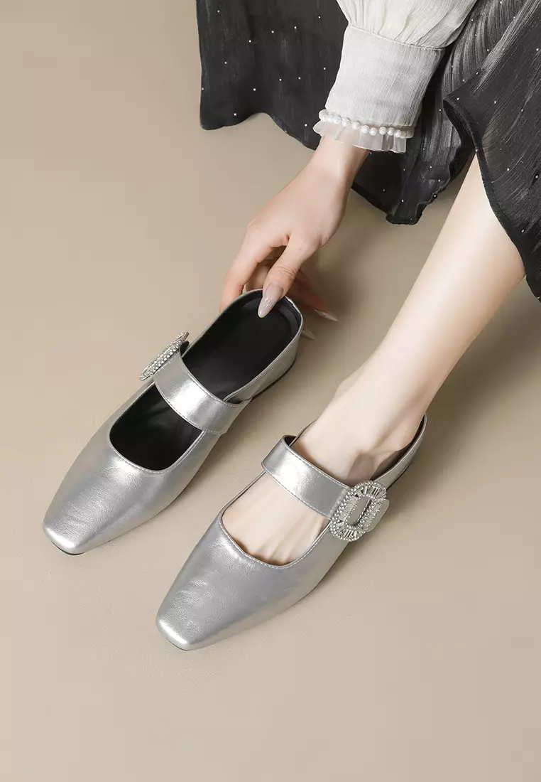 3CM Rhinestone Buckle Strap Mules WW958-5
