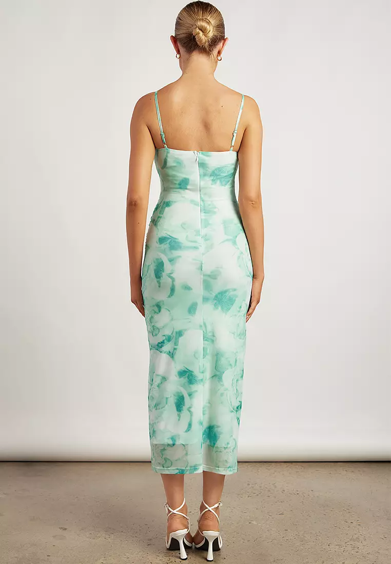 Floral Mesh Midi Dress