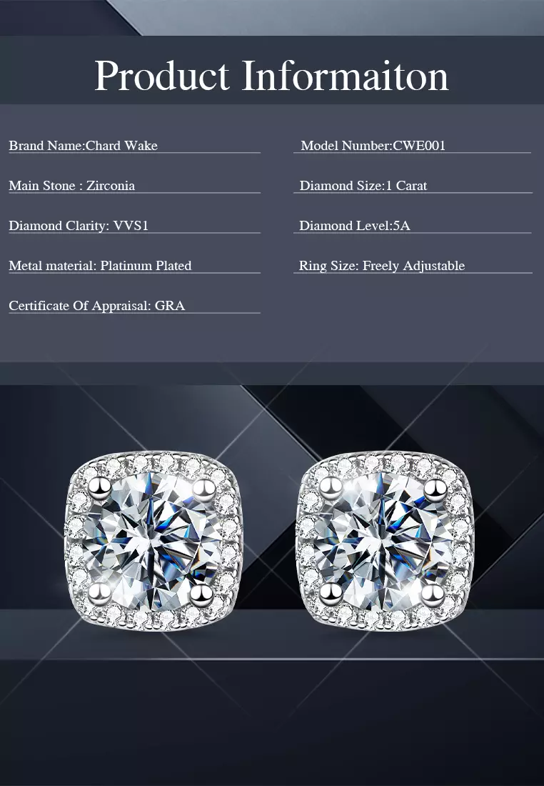 Anting Anting Wanita Berlian 1 Karat Sertifikat GRA Fashion