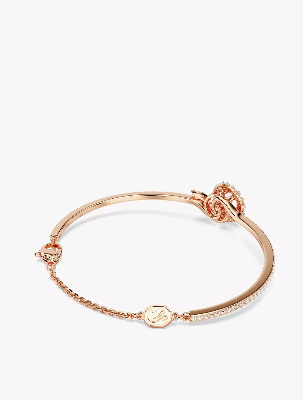 Snake Bangle, Mixed Cuts, Year Of The Snake, Red, Rose Gold-Tone Plated - Red