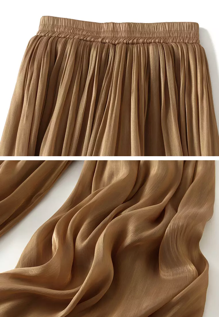 Pearlized Fabric Wide-leg Pants AF6806