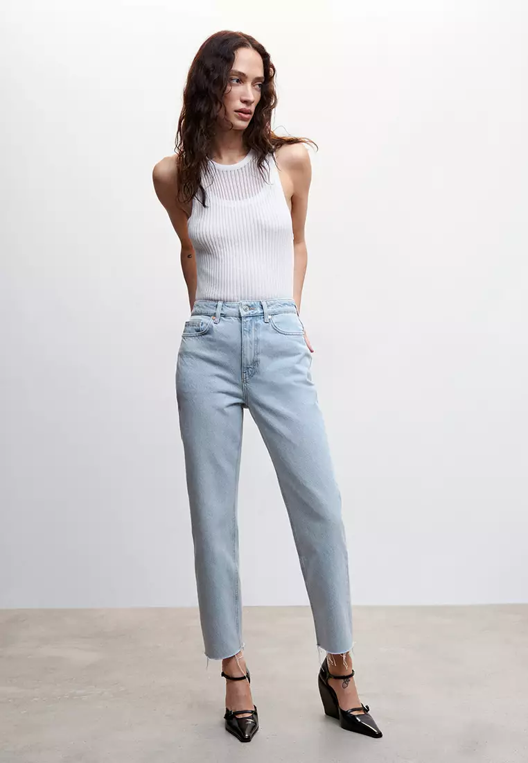 Buy Mango Frayed Hem Straight Jeans Online | ZALORA Malaysia