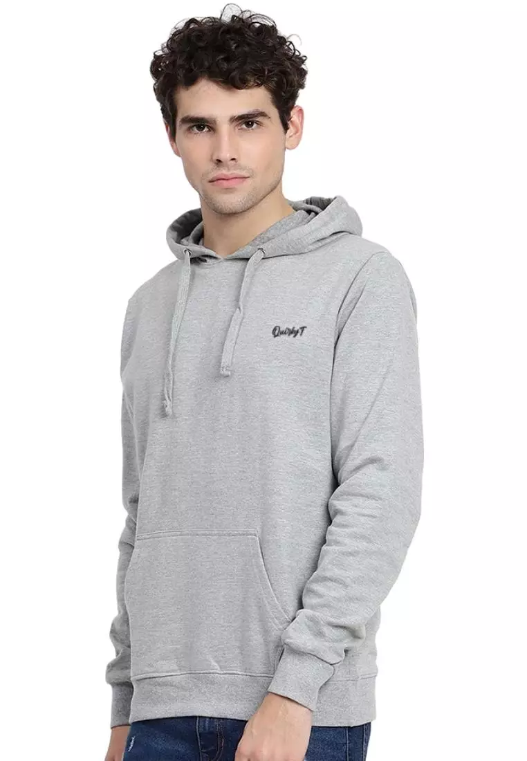 Mens Coloured Skull Graphic Print Grey Cotton Relaxed Fit  Hoodie