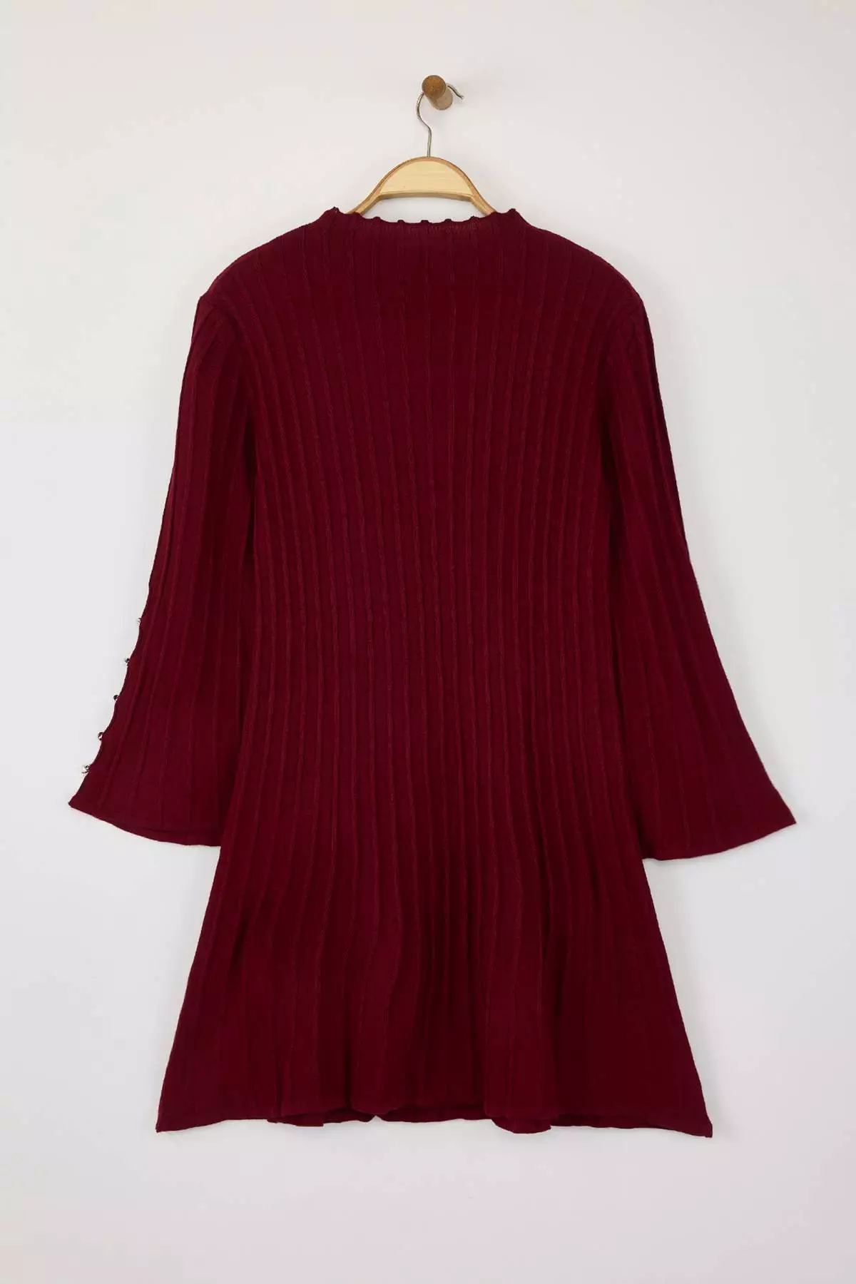 Claret Red Corded Accessory Detailed Knitwear Dress Tbbaw26Ah00000