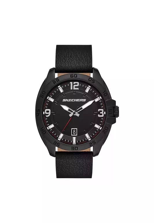 Skechers Men's Brentwood Black Leather Analog Watch SKC-SR5207