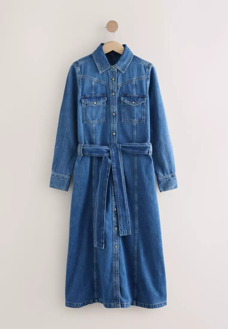 Denim Maxi Shirt Dress