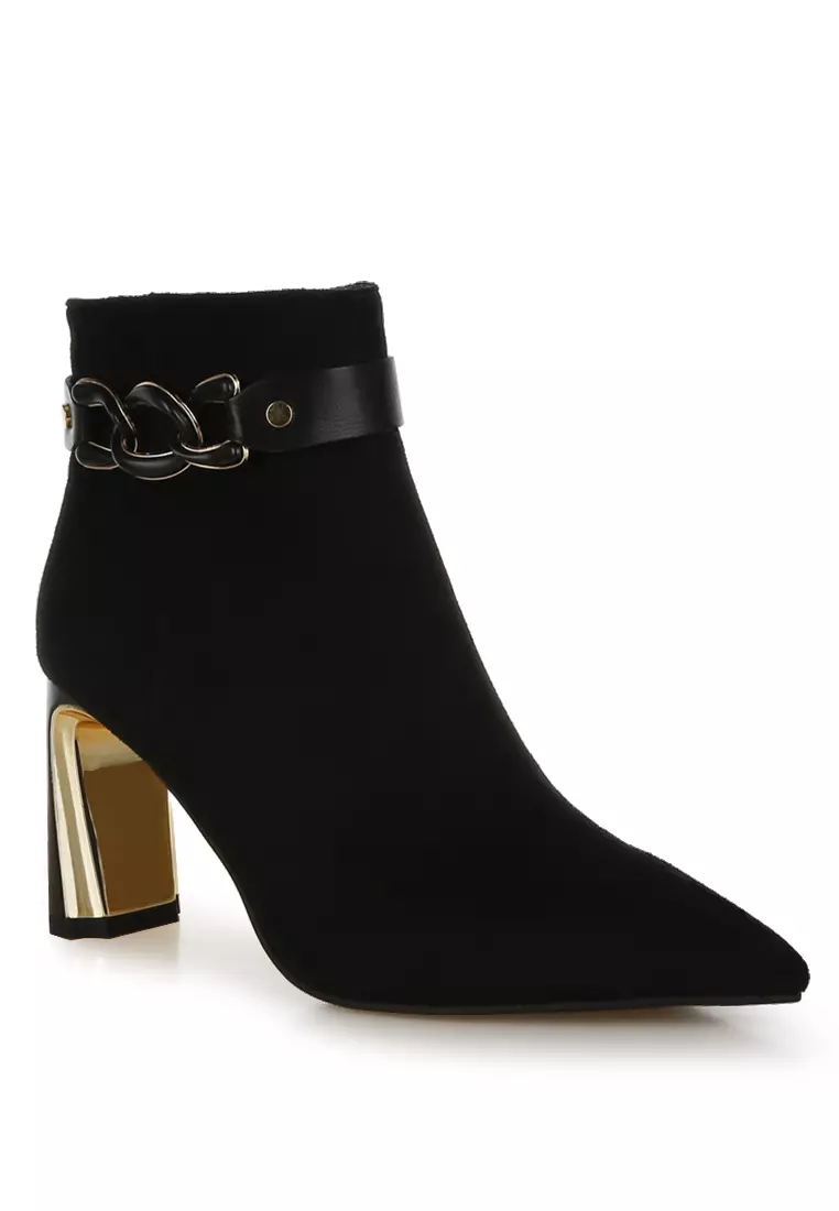 Buy London Rag Black Chain Belt Detail Ankle Boots Online | ZALORA Malaysia