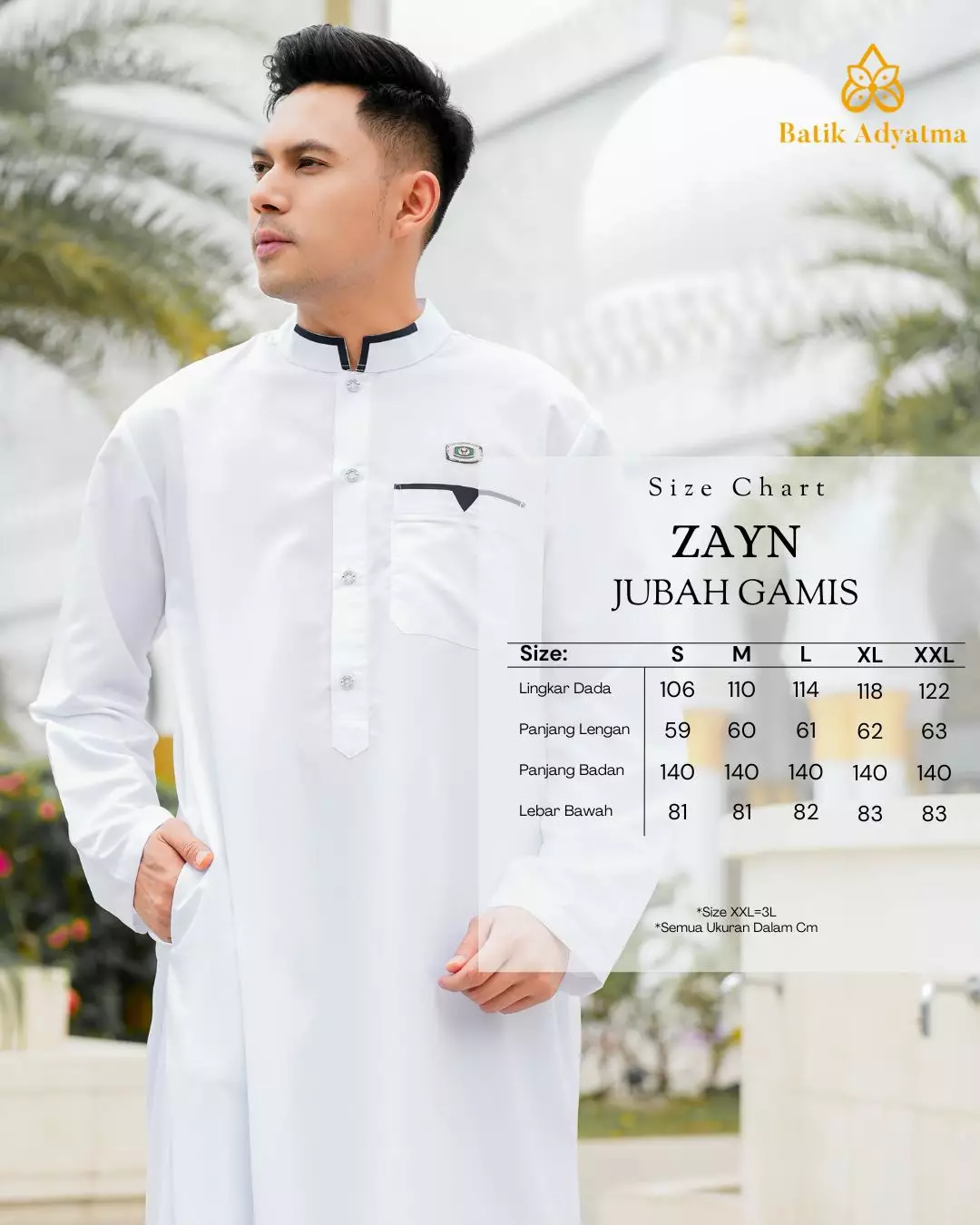 Koko Jubah Gamis Pria  Zayn White Regular Fit