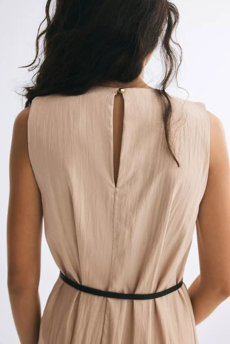 Belted cowl-neck dress