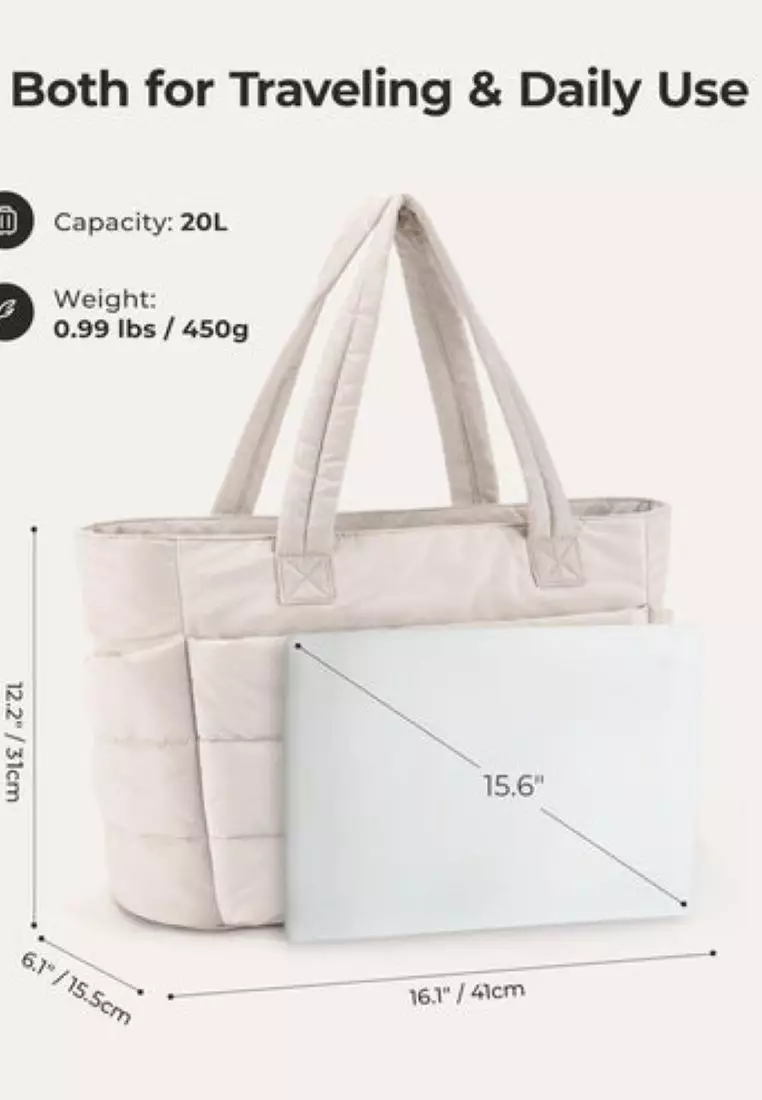 Bagsmart Zora Puffy Tote 20L (Beige)