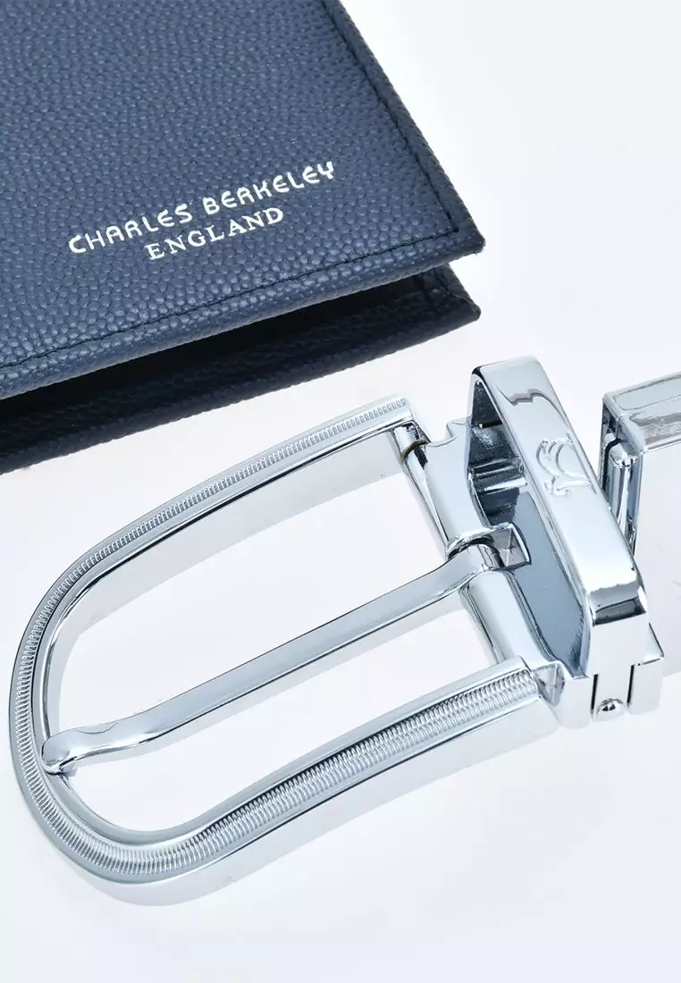 Tumbled Leather Bifold Wallet & Silver Buckle Leather Belt Combo Gift Set