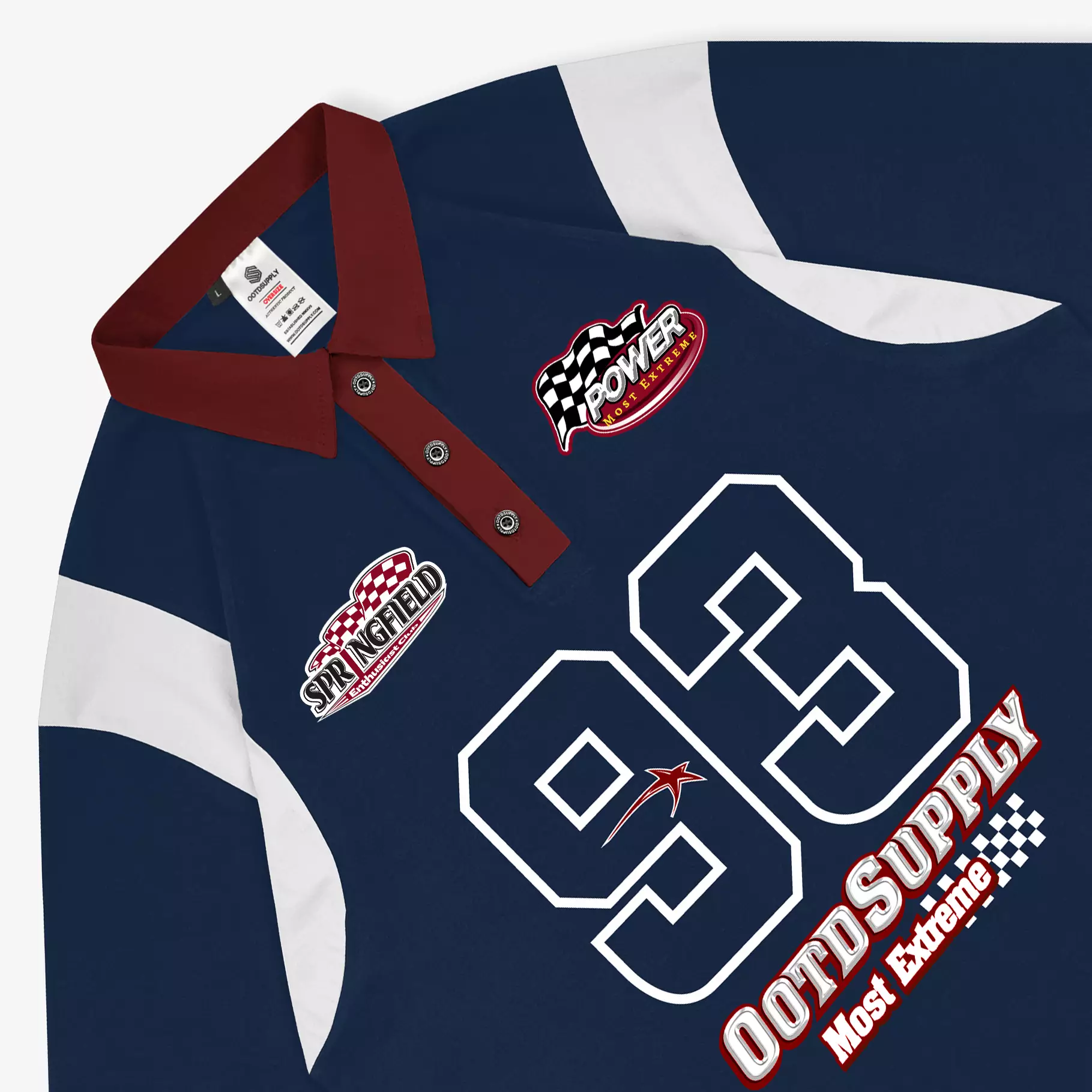 OOTDSUPPLY Oversize Rugby Polo Shirt Springfield Combination | Kaos Polo Pria dan Wanita OVZ-PSR041