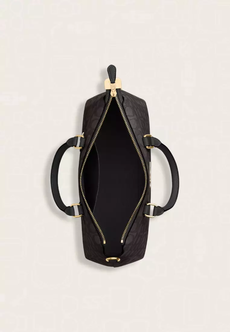 Coach Georgia Satchel Bag In Signature Canvas Walnut Black