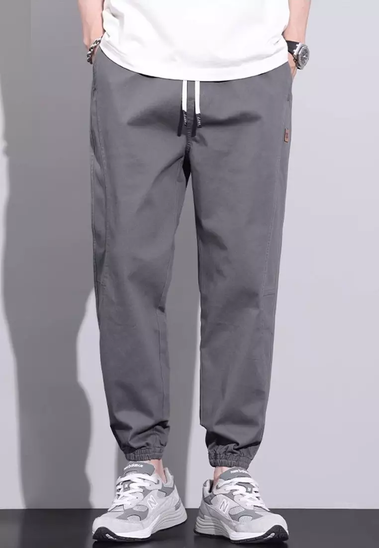 繫繩修腰束腳長褲