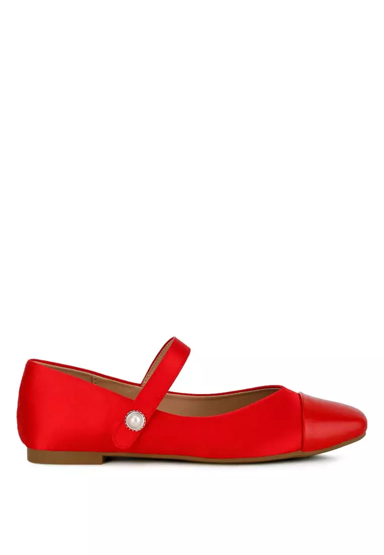 Discount on London Rag  shoes - SKU: Red Patent Toe Cap Satin Mary Jane