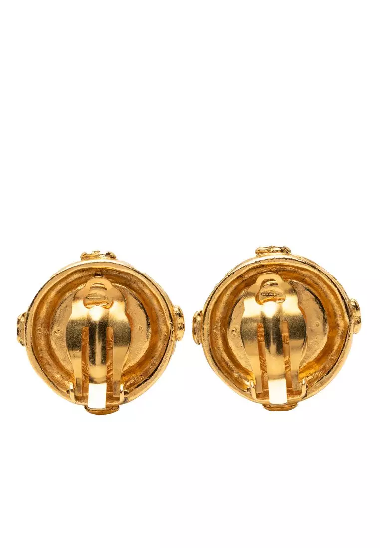 Pre-Loved Chanel Gold Plated Cc Round Clip On Earrings