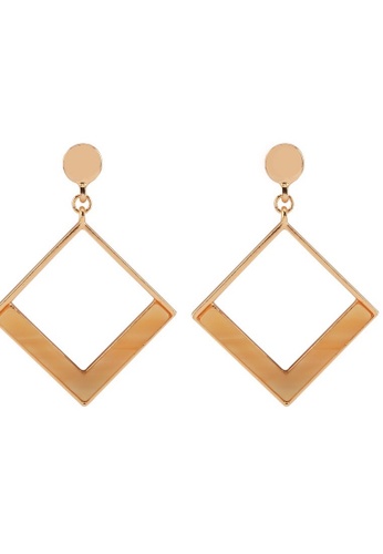 A-Excellence gold Open Square Golden Texture Earrings 38285AC9A0CD7FGS_1