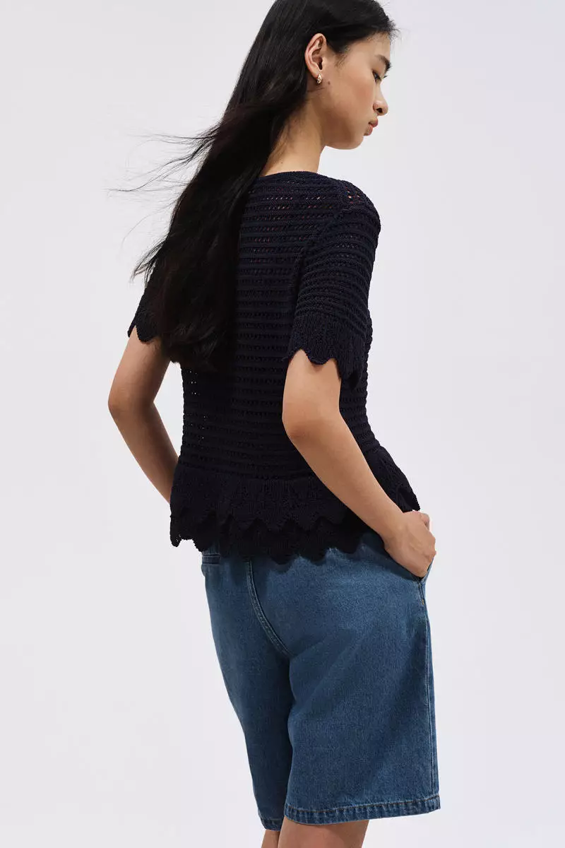 Crochet-look cardigan