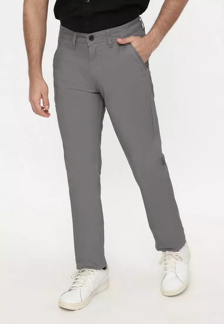 POLICE Celana Chino Panjang Sand Cotton Premium Stretch Regular Fit Pria