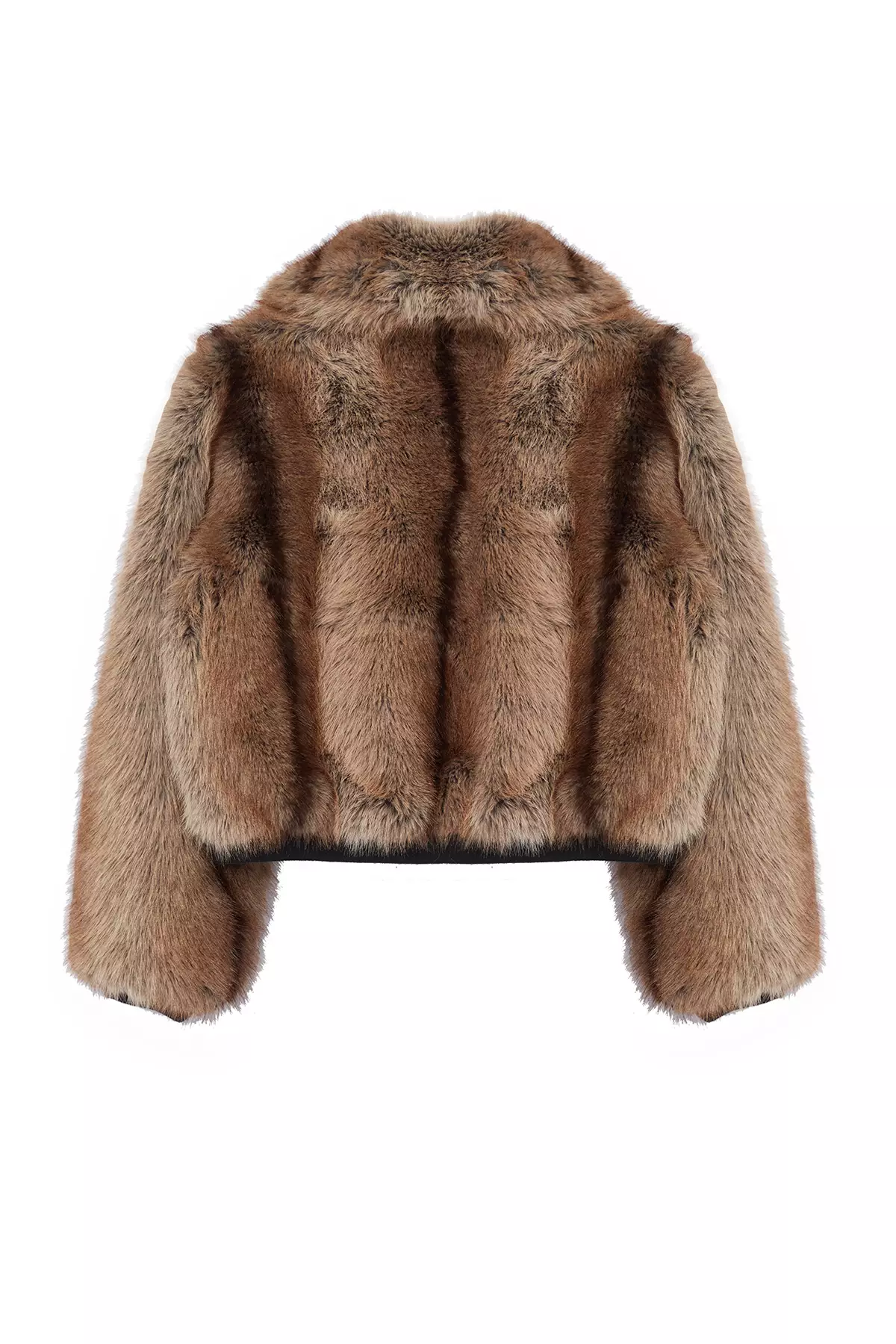 Brown Oversize Molded Elastic Detailed Bomber Fur Coat