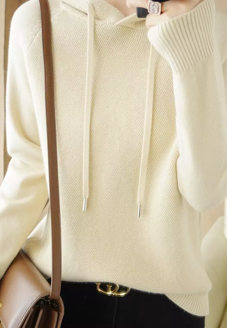 VANSASolid Color Hooded Knitted Sweater VCW-Kw-05232