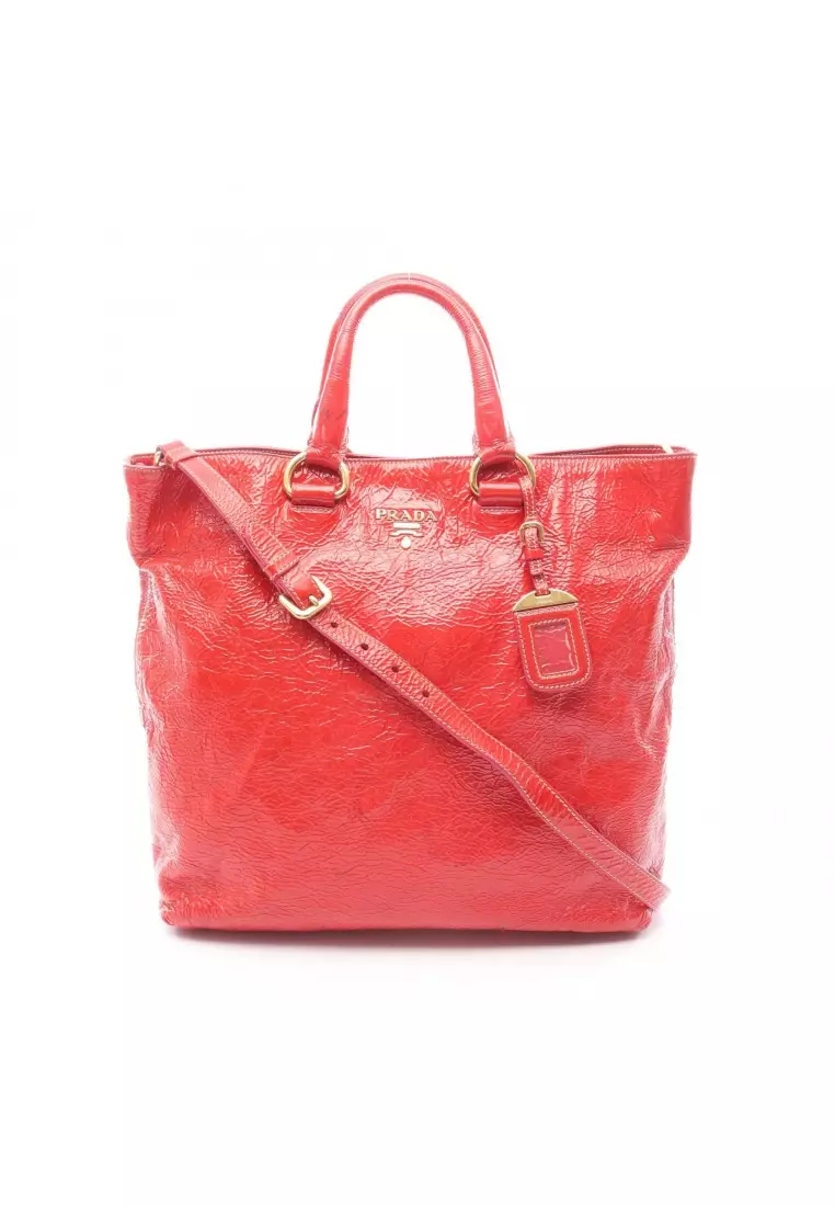Prada Pre-Loved Prada Handbag tote bag Patent leather Red 2WAY