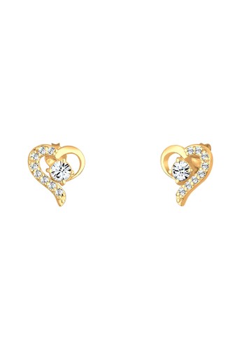 施華洛世奇水晶心形 925 銀鍍金耳環esprit服飾, 飾品配件, 耳釘