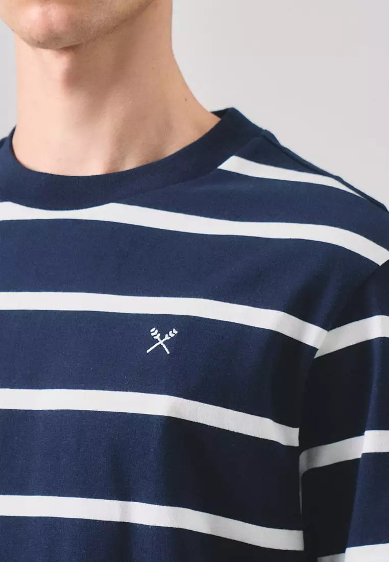 Regular Fit Basic Striped T-Shirt In  Knit Jersey