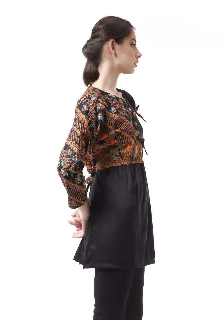 Olaf Atasan Wanita Batik Kerja Elegant Design Material Cotton ORIGINAL - Black