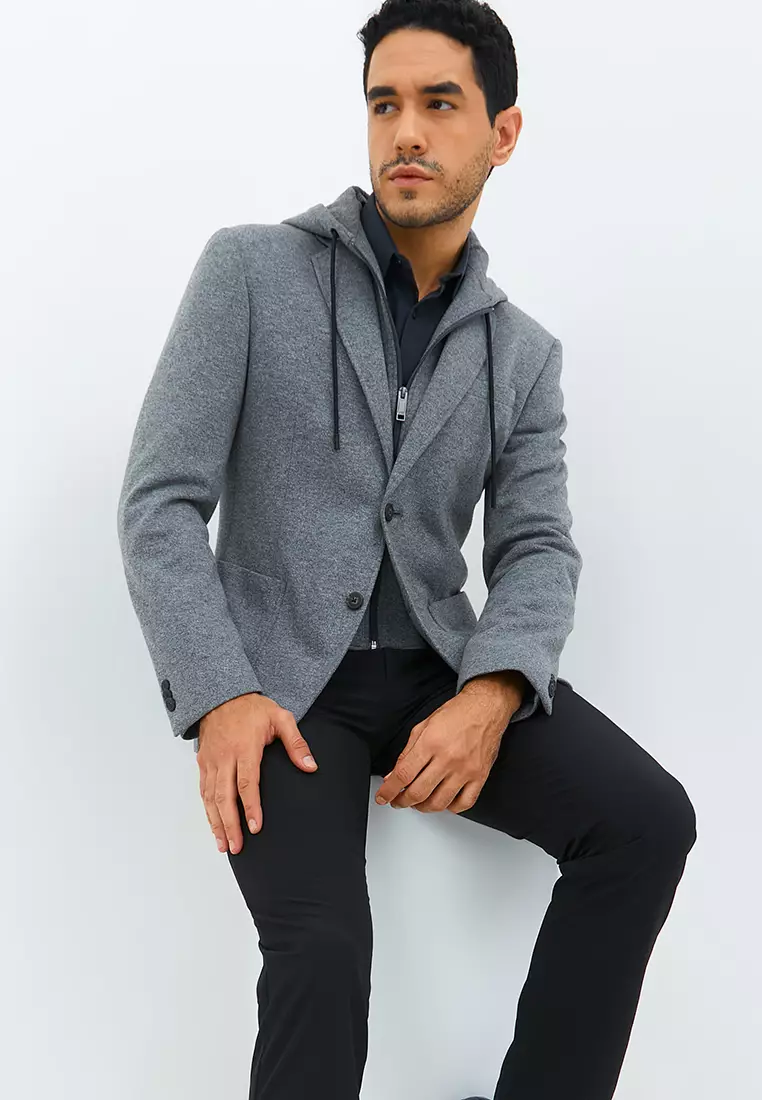 Jobb Darden-T2 Hybird Blazer Pria Slim Fit Light Grey