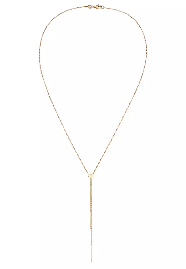 Kalung Perhiasan Perak 925 Wanita Y-Chain Gold Plated Embellished with Crystal by Swarovski®