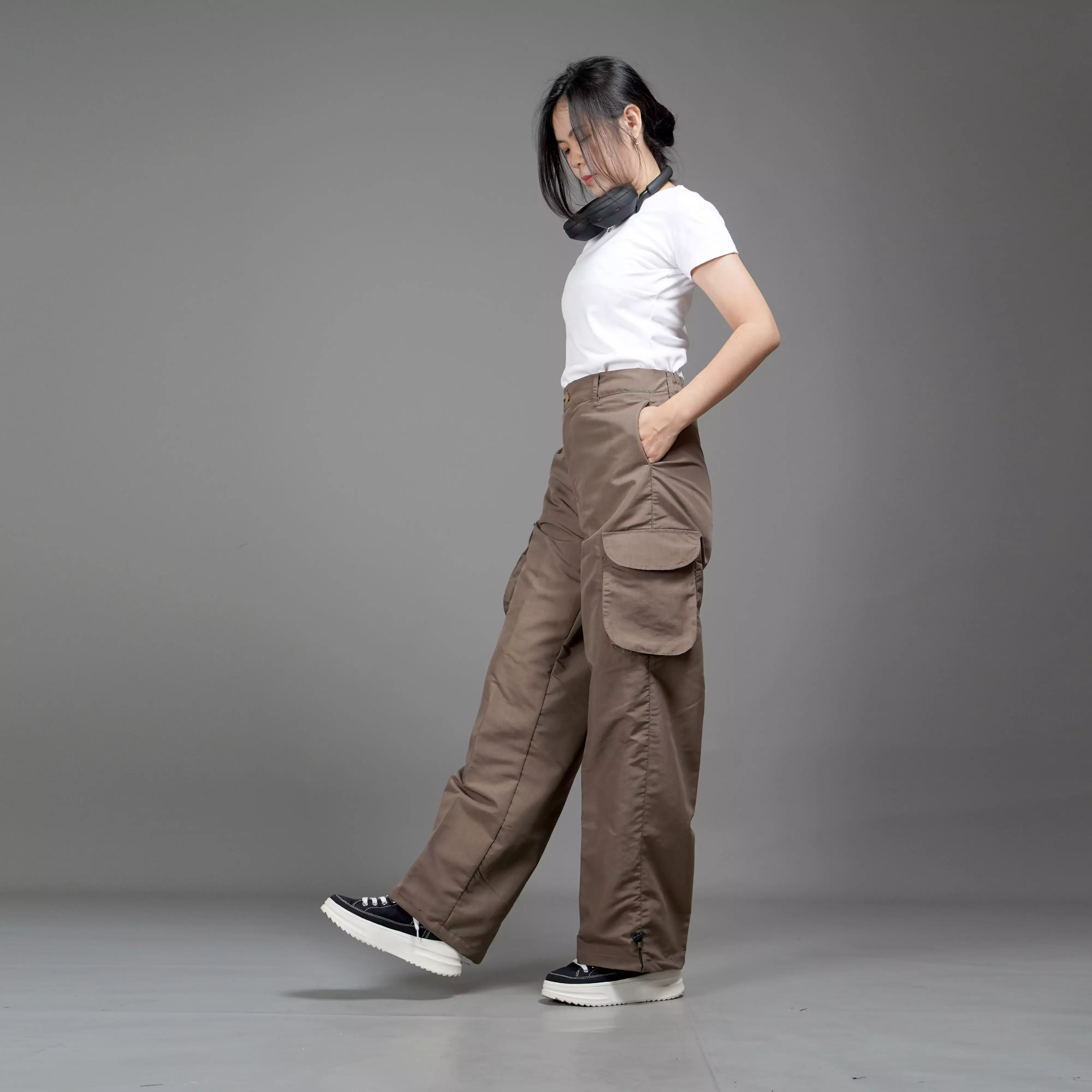 REGINA Celana Cargo Wanita Panjang Cargo Pants Wanita - BROWN