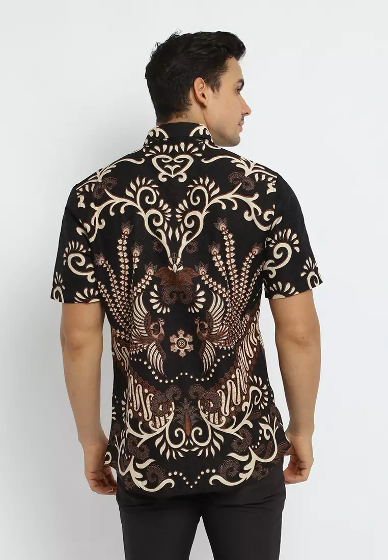 MAGINOT NARENDRA CREAM Batik MOTIF TIMBUL DOBBY Slim Fit Lengan Pendek