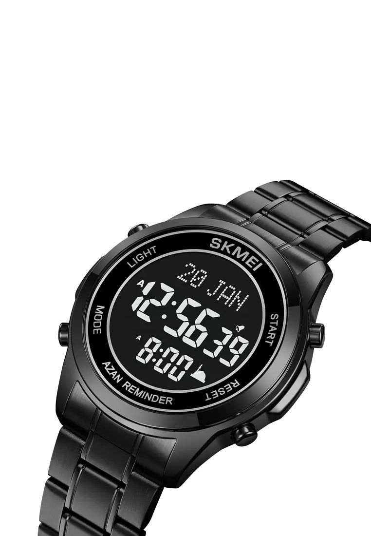 Jam Tangan Digital Pria Adzan Reminder Material Stainless Steel Waterproof ORIGINAL