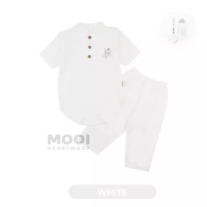 Mooi Adam Koko Set Setelan Koko Anak Raya Collection V1 - White