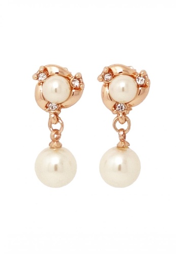 Jaysa Collection gold 18k Rose Gold Pearl Dangle Earrings JA875AC30PBTSG_1